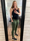 ARMY GREEN POCKET LEGGINGS (small-3X)