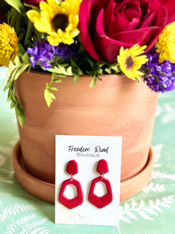 BRIGHT RED CLAY EARRINGS