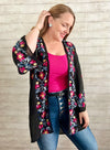 FLOWER EMBROIDERED KIMONO WITH MATCHING EARRINGS