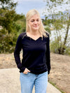 BASIC COTTON V-NECK LONG SLEEVE (SMALL-3X)