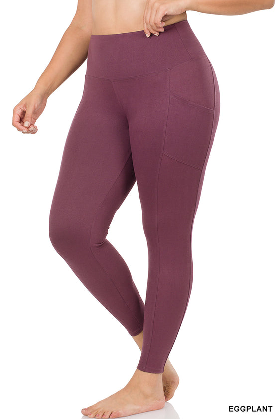 EGGPLANT POCKET LEGGINGS (small-3X)