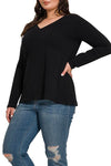 BASIC COTTON V-NECK LONG SLEEVE (SMALL-3X)
