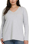 BASIC COTTON V-NECK LONG SLEEVE (SMALL-3X)