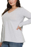 BASIC COTTON V-NECK LONG SLEEVE (SMALL-3X)