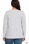 BASIC COTTON V-NECK LONG SLEEVE (SMALL-3X)