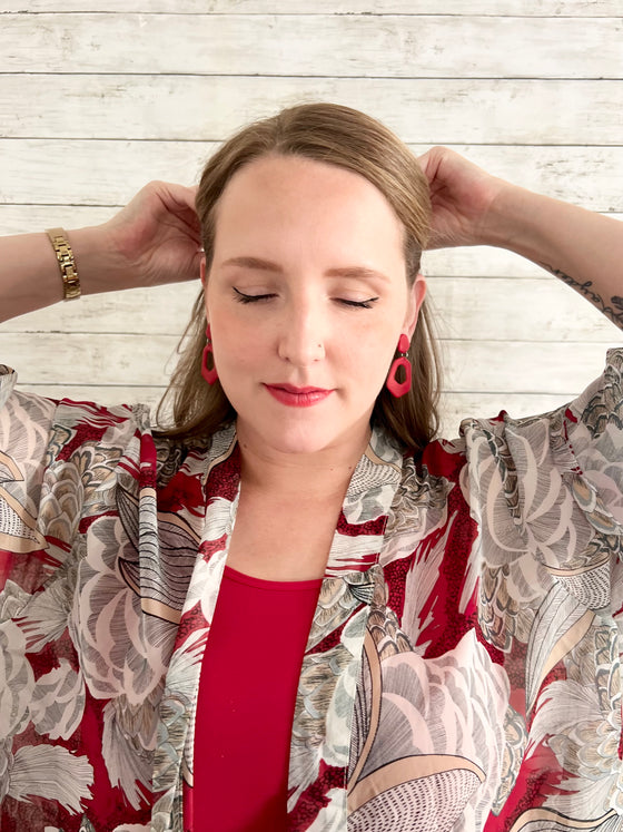 BRIGHT RED CLAY EARRINGS