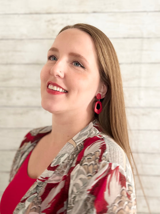 BRIGHT RED CLAY EARRINGS