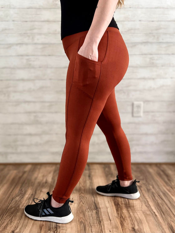 DARK RUST POCKET LEGGINGS (small-XL)