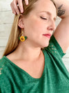 SUNFLOWER SPARKLE DANGLE EARRINGS