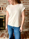 COTTON MODAL SLUB ROLLED SLEEVE TEE