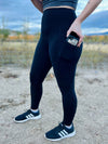 BLACK MICROFIBER POCKET LEGGINGS