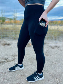  BLACK MICROFIBER POCKET LEGGINGS