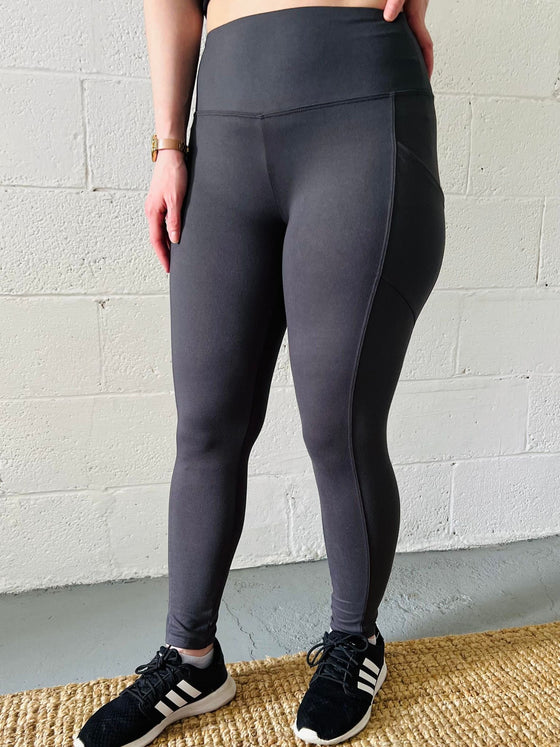 GREY MICROFIBER POCKET LEGGINGS